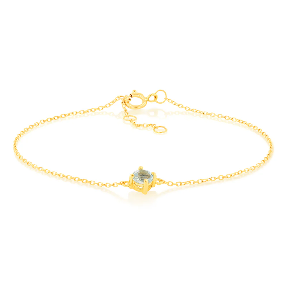 0.24 Carat Aquamarine Adjustable Bracelet 17cm in 9ct Yellow Gold