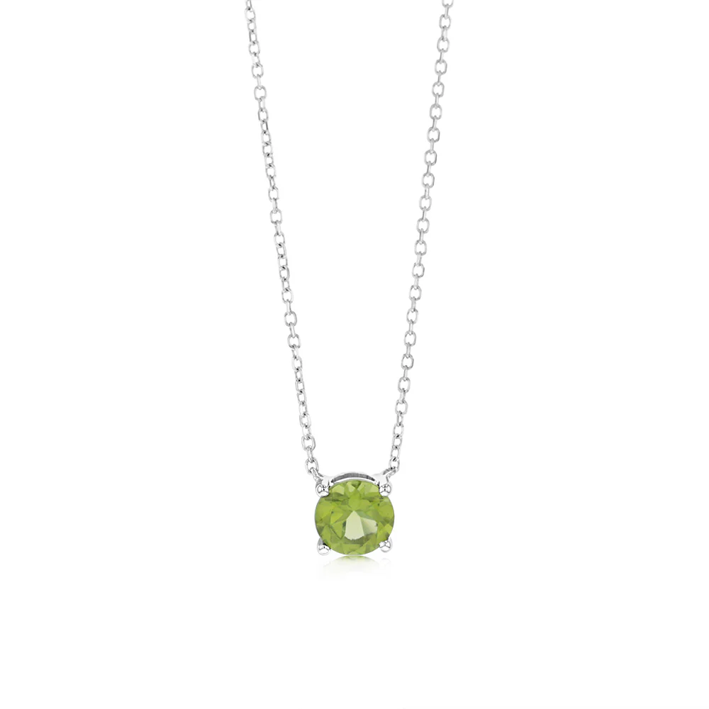 0.87 Carat Peridot Pendant with 45cm Chain in 9ct White Gold