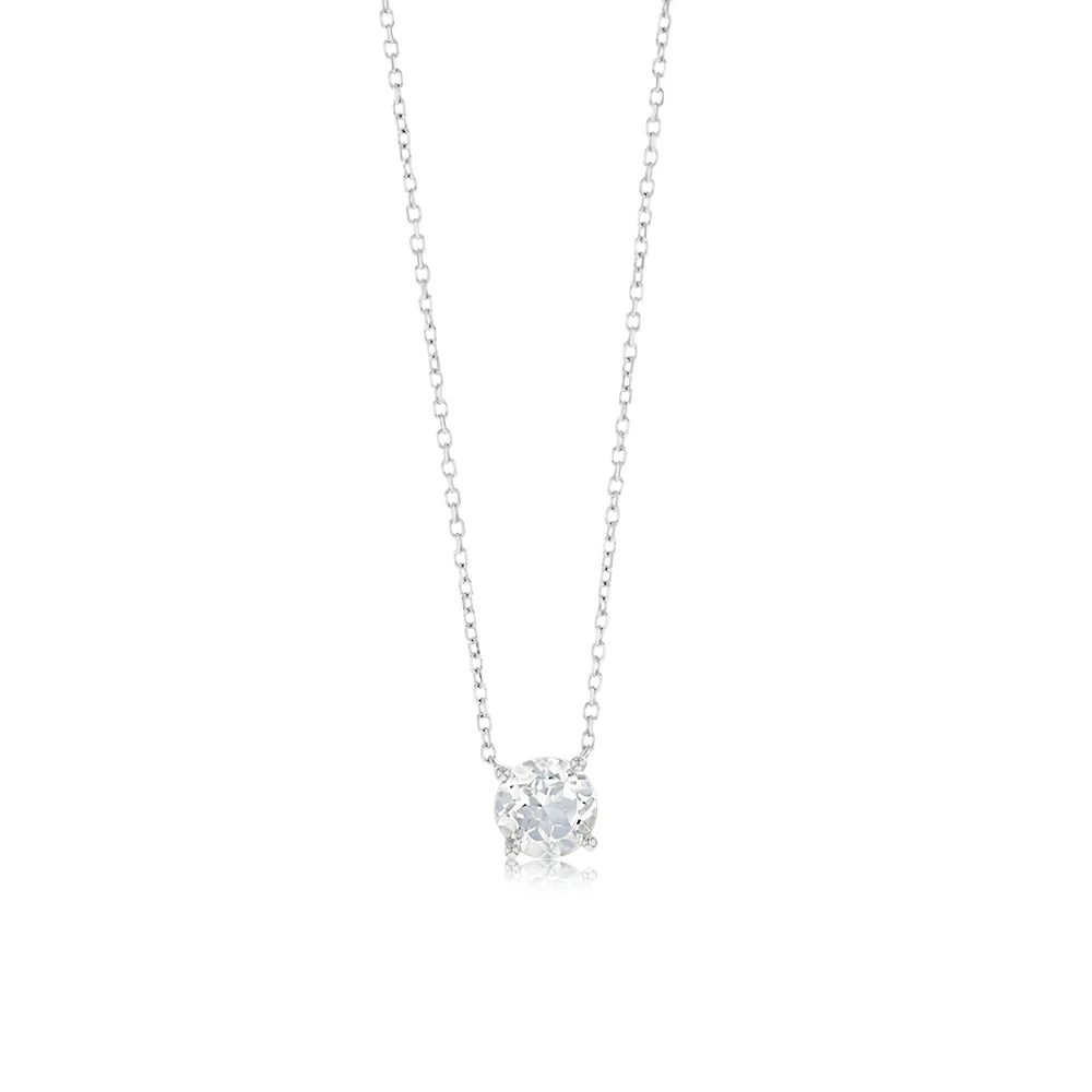 0.9 Carat White Topaz with 45cm Chain in 9ct White Gold
