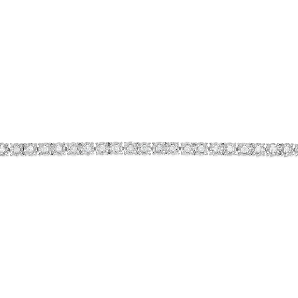 0.95 Carat Diamond 18cm Tennis Bracelet with Brilliant Cut Diamonds in Sterling Silver - Image 3