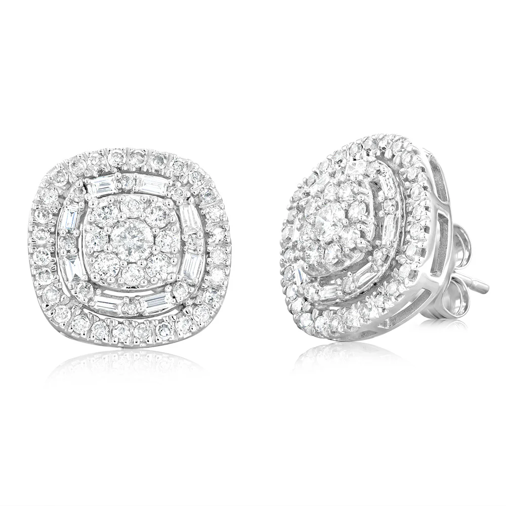 0.95 Carat Diamond Cluster Stud Earrings