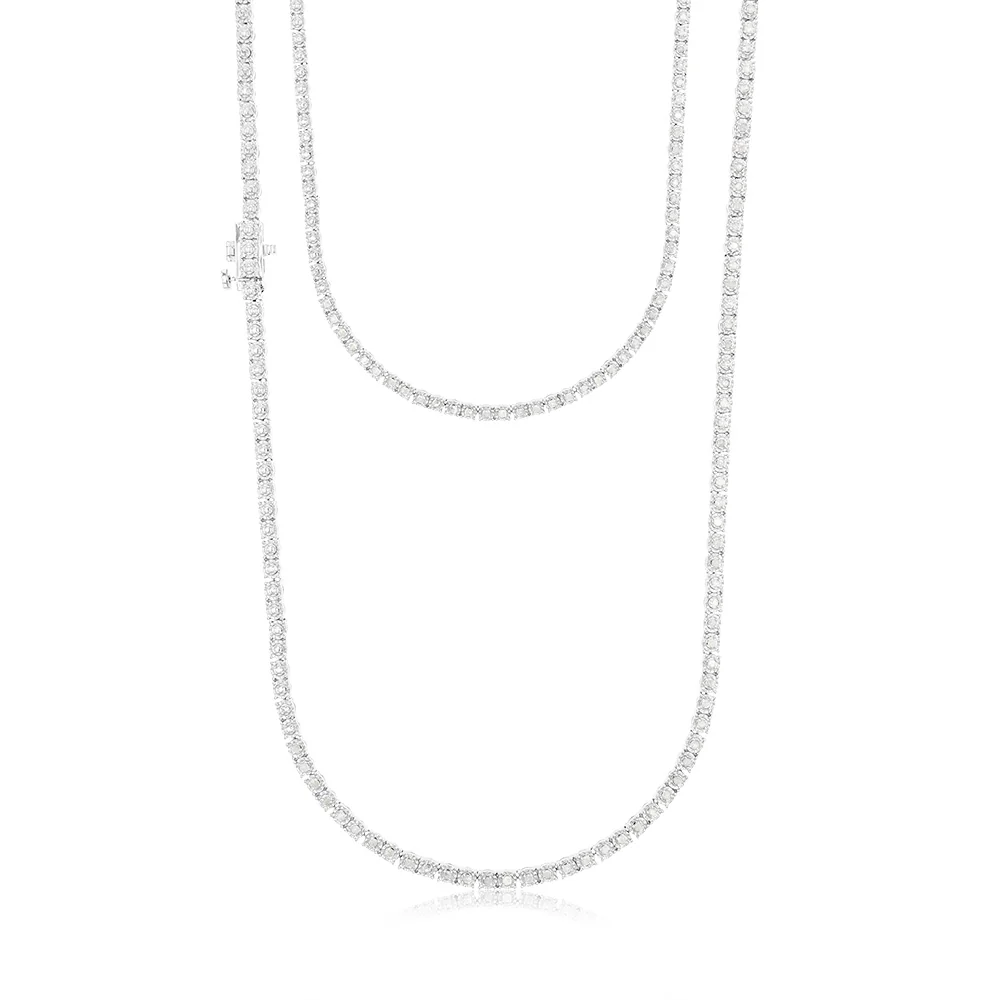 0.95 Carat Diamond Fancy Necklace in Sterling Silver
