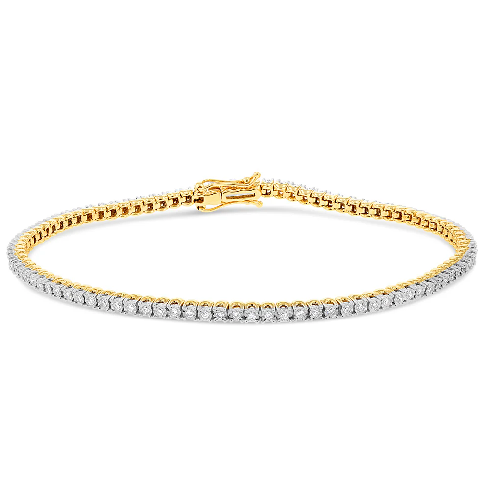 1/2 Carat Luminesce Lab Grown Diamond 17.5cm Tennis Bracelet in 9ct Yellow Gold
