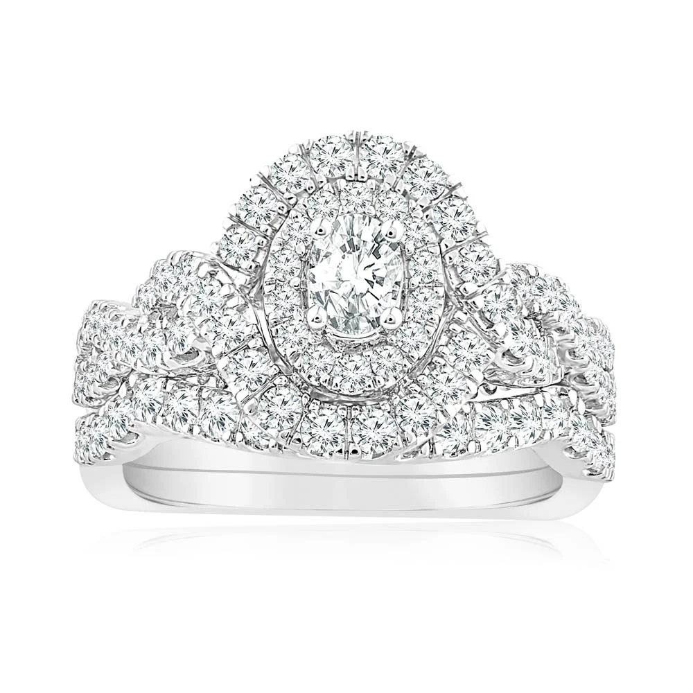 1.20 Carat Diamond Oval Cluster Ring in 14ct White Gold