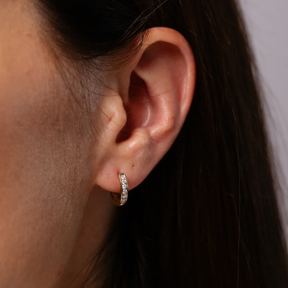 1/4 Carat Diamond Hoop Earrings in 9ct Yellow Gold - Image 2