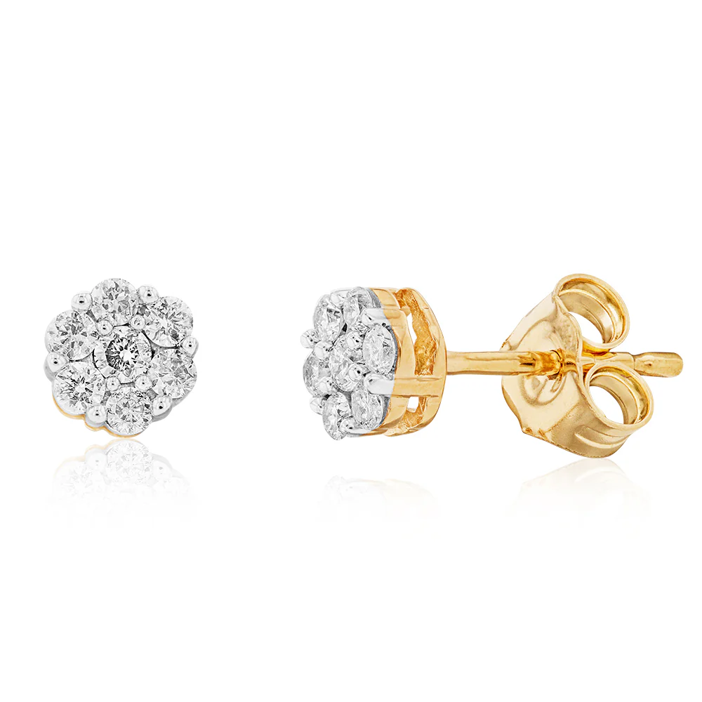 1/4 Carat Diamond Stud Earrings in 9ct Yellow Gold