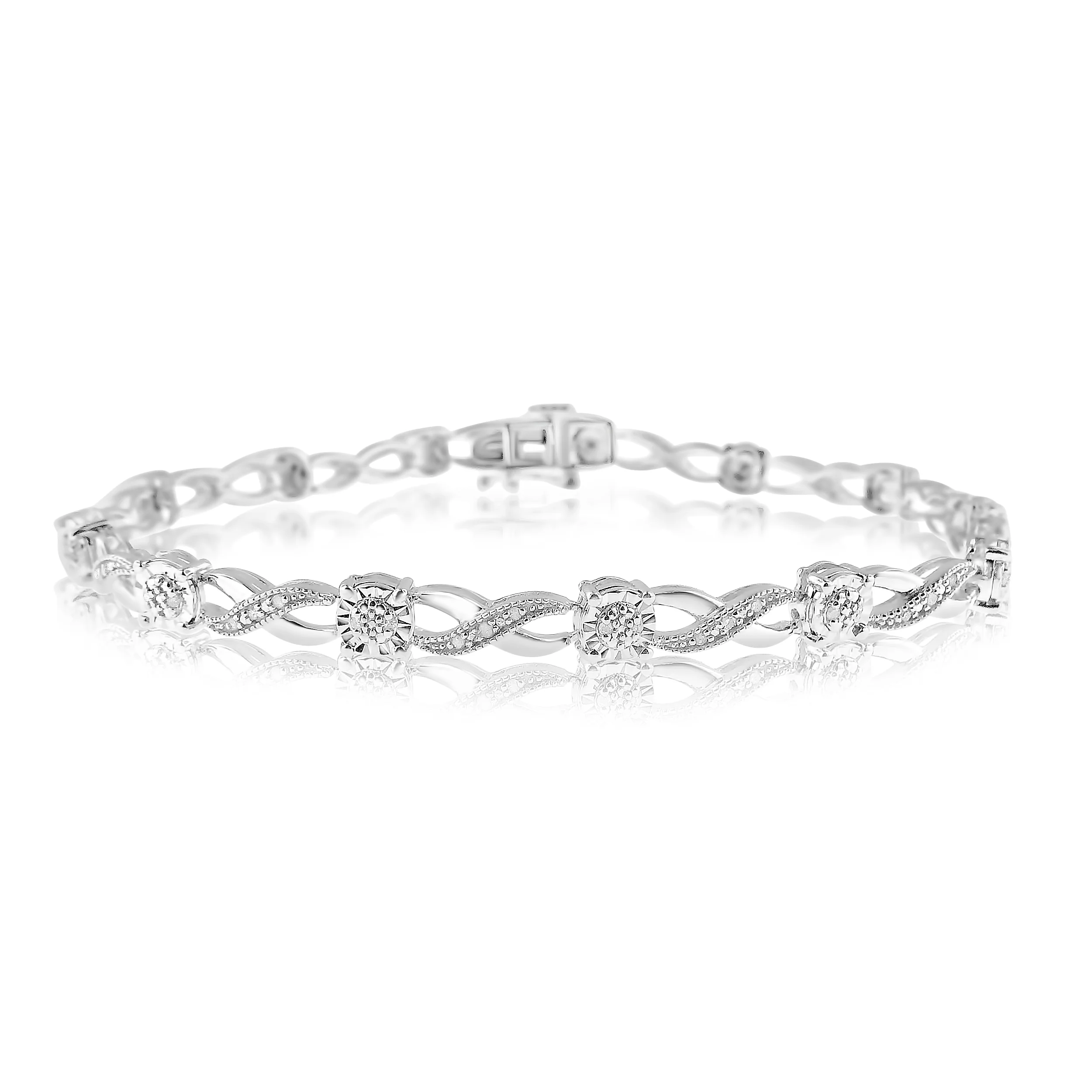 1/5 Carat Diamond Hugs & Kisses 18cm Bracelet in Sterling Silver