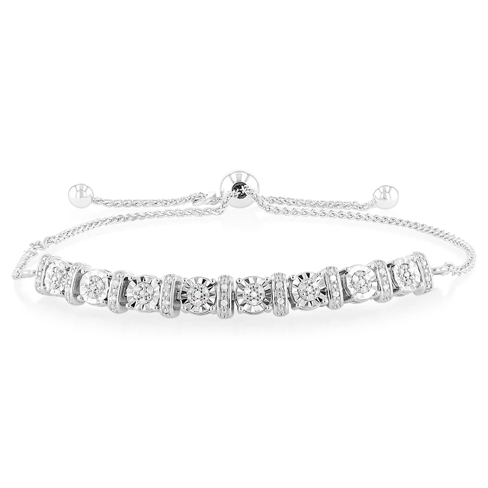 1/6 Carat Diamond Fancy Bracelet in Sterling Silver