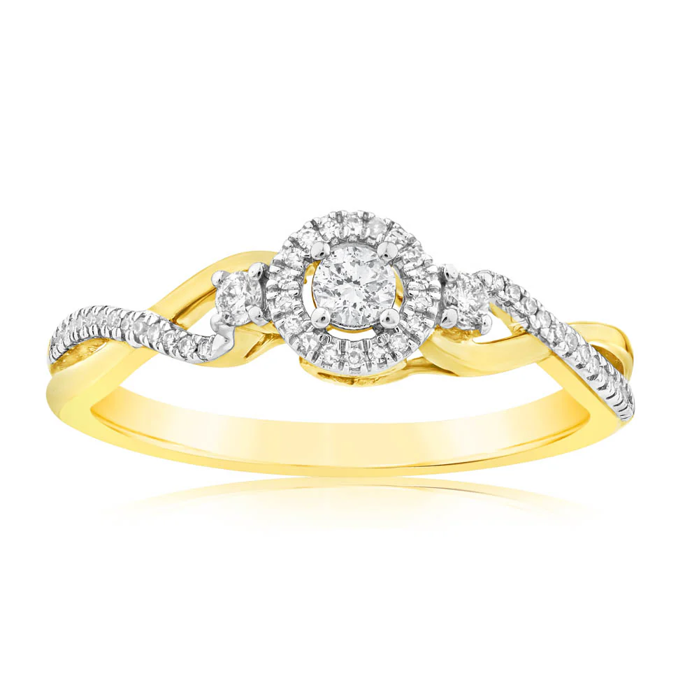 1/6 Carat Diamond Ring in 10ct Yellow Gold