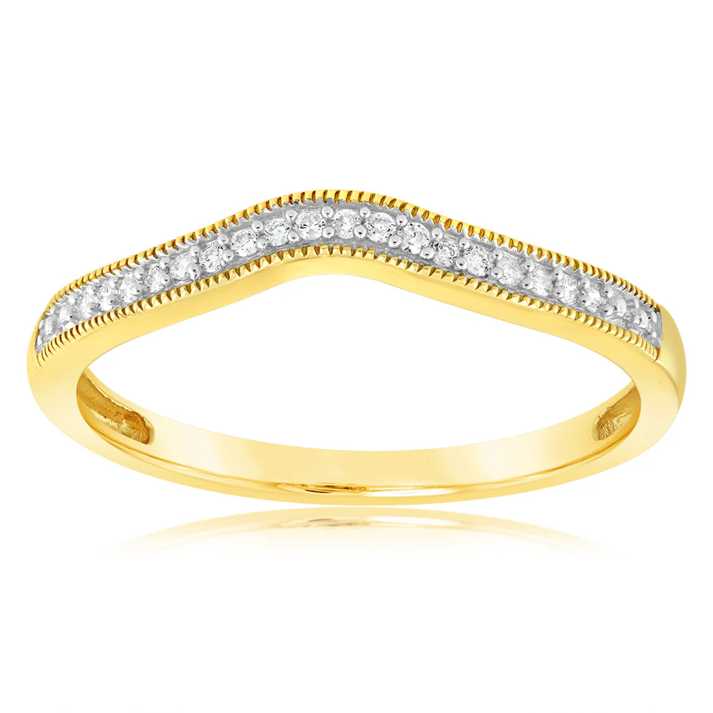 10ct Yellow Gold 0.05 Carat Diamond Claw Ring