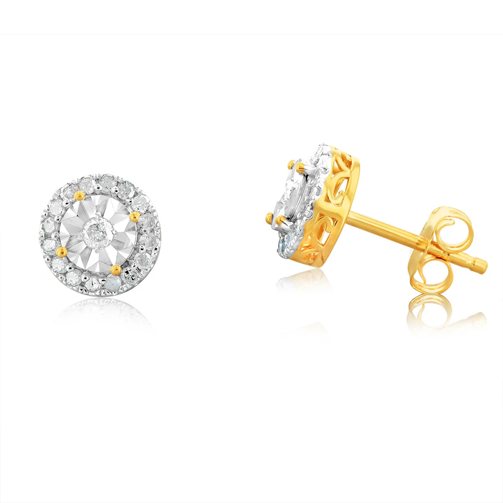 10ct Yellow Gold 1/3 Carat Diamond Stud Earrings