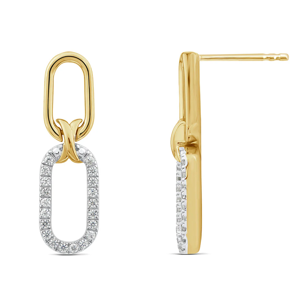 10ct Yellow Gold Luminesce Lab Grown Drop Diamond Earring