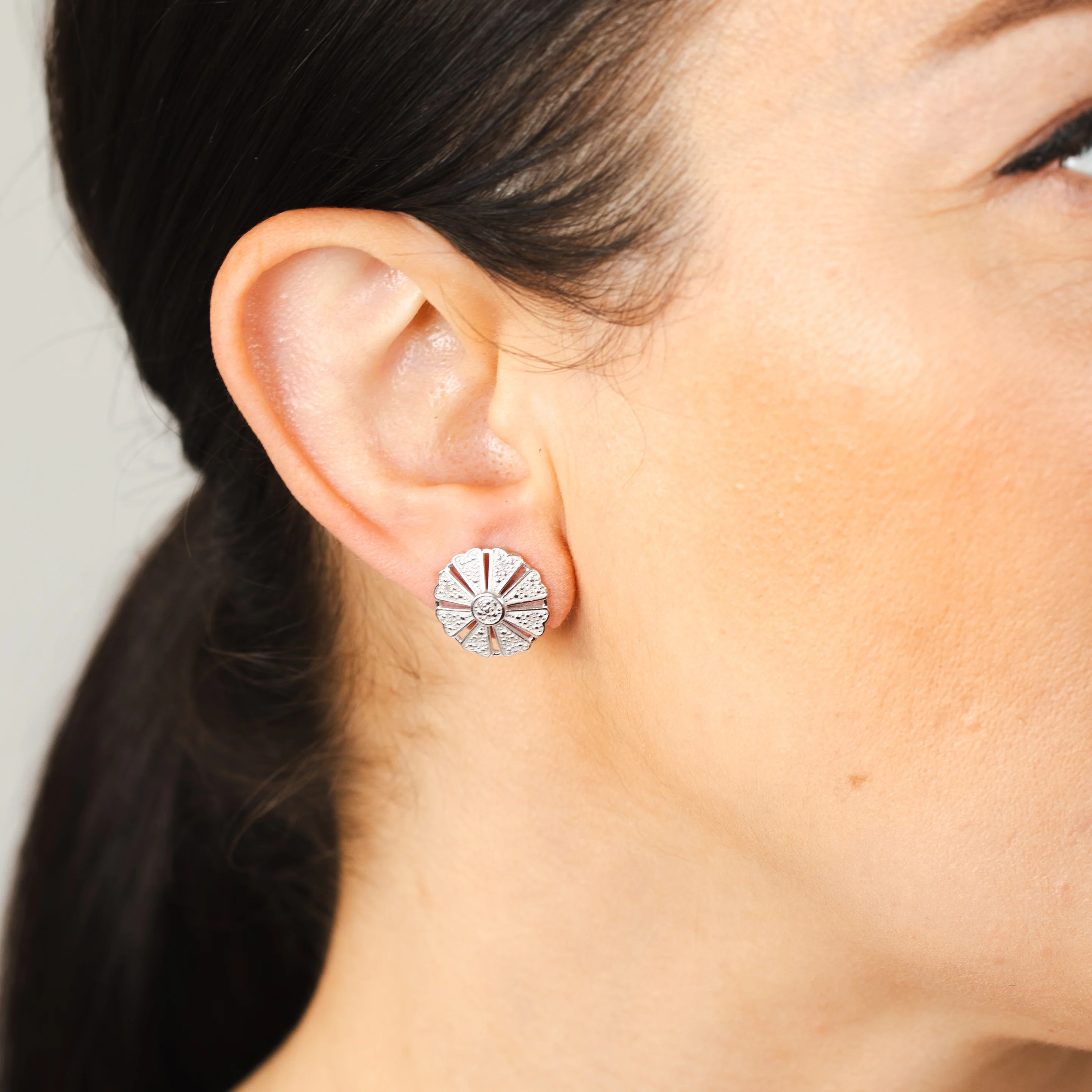 10Point Diamond Stud Earrings in Sterling Silver - Image 2