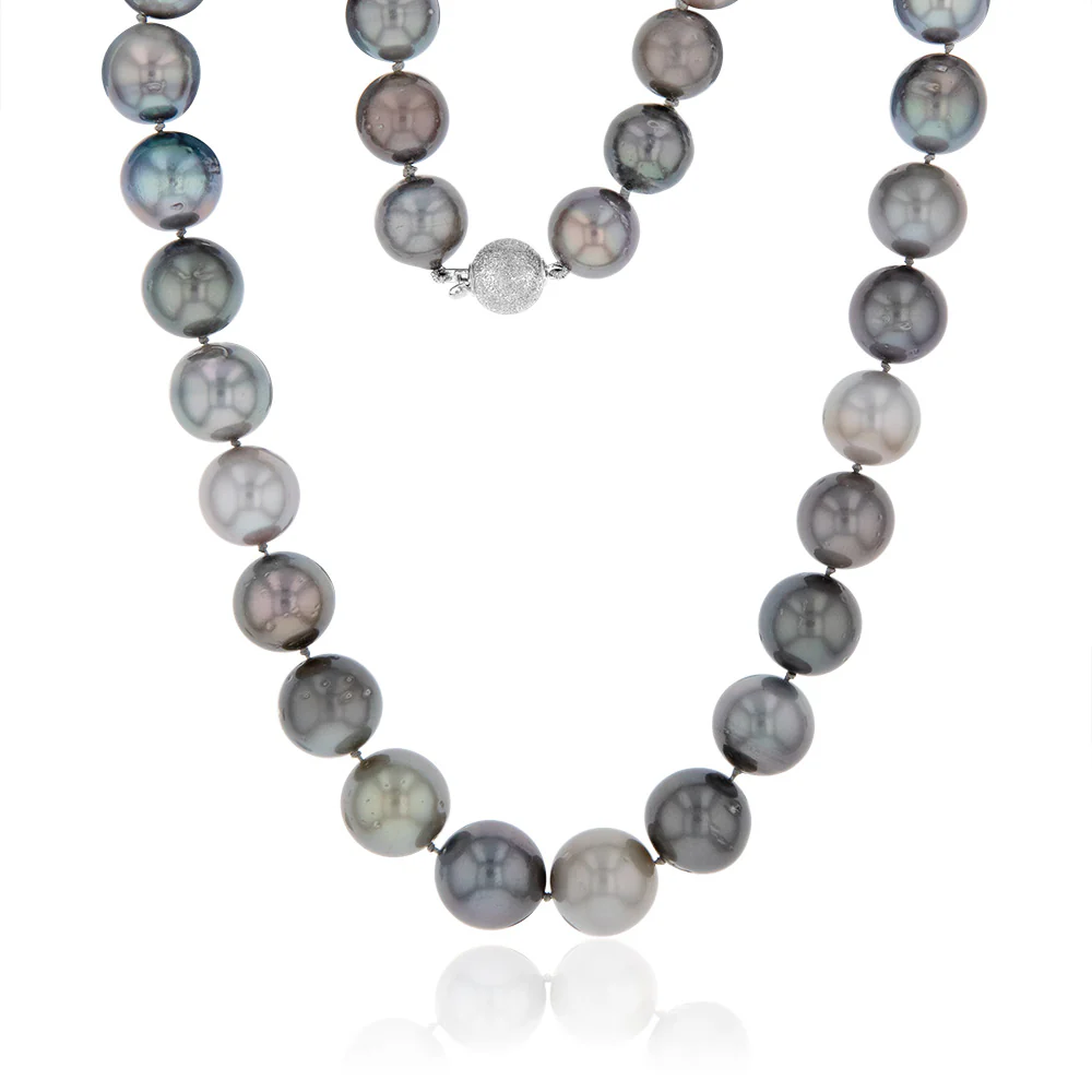 12-14.2mm Tahitian Pearl Multicolour Strand with 14ct White Gold Stardust Ball Clasp