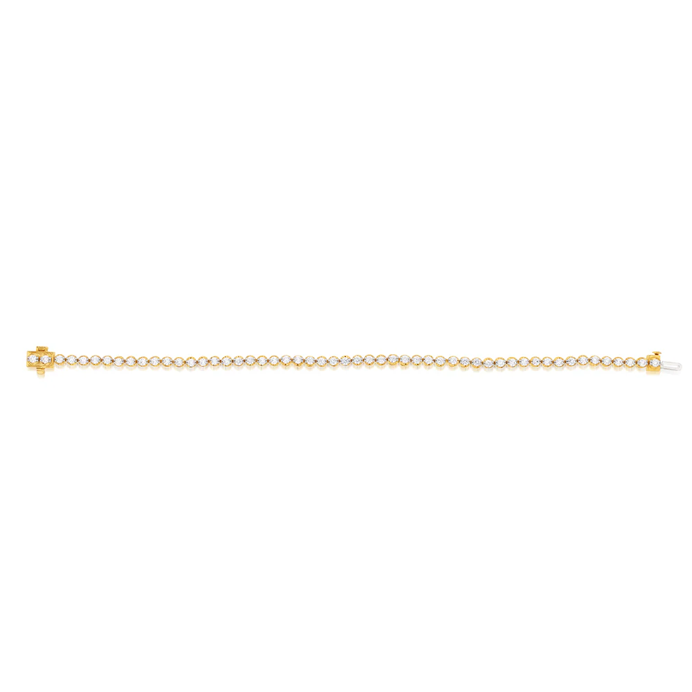 14ct Yellow Gold 2 Carats Diamond Tennis Bracelet With 51 Brilliant Diamonds 18cm - Image 2