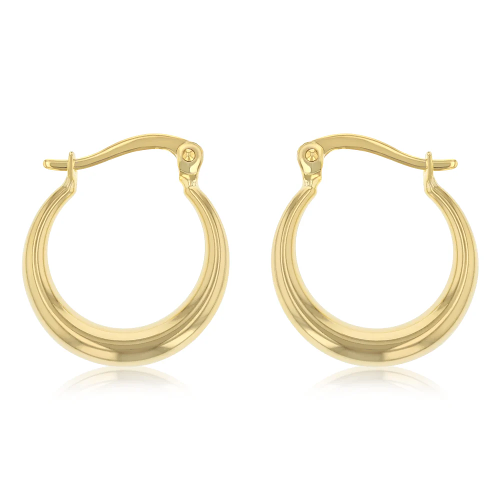 14ct Yellow Gold Silver Filled Creole Hoop Earrings - Image 2