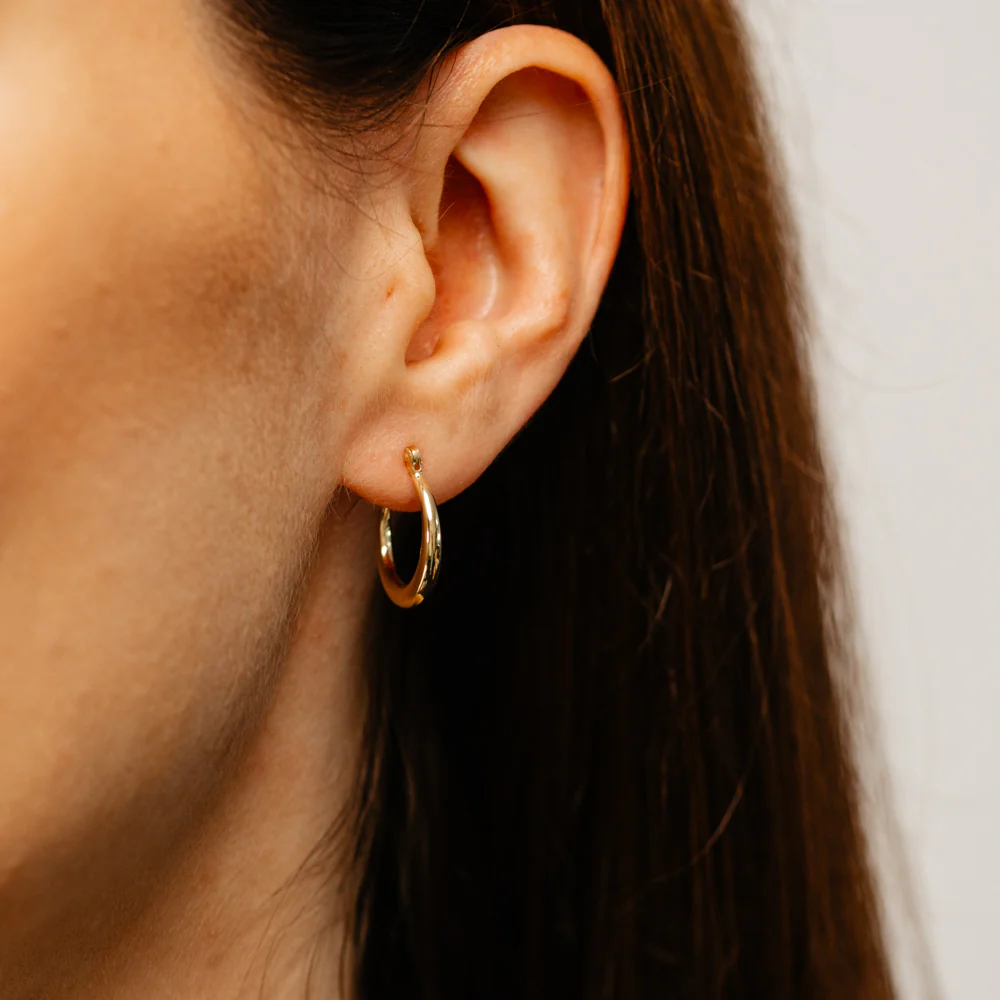 14ct Yellow Gold Silver Filled Creole Hoop Earrings - Image 3