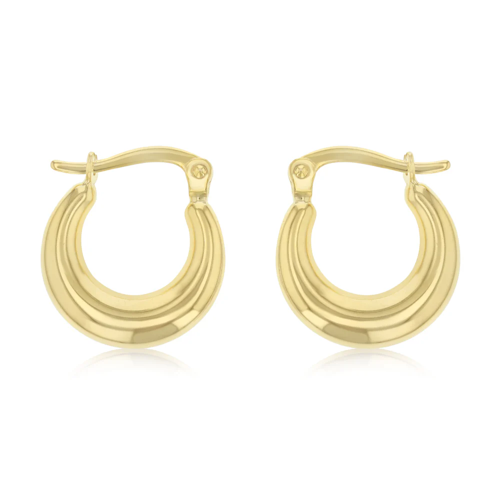 14ct Yellow Gold Silver Filled Petite Creole Hoop Earrings - Image 2