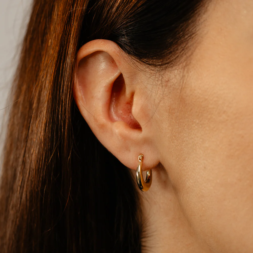 14ct Yellow Gold Silver Filled Petite Creole Hoop Earrings - Image 3