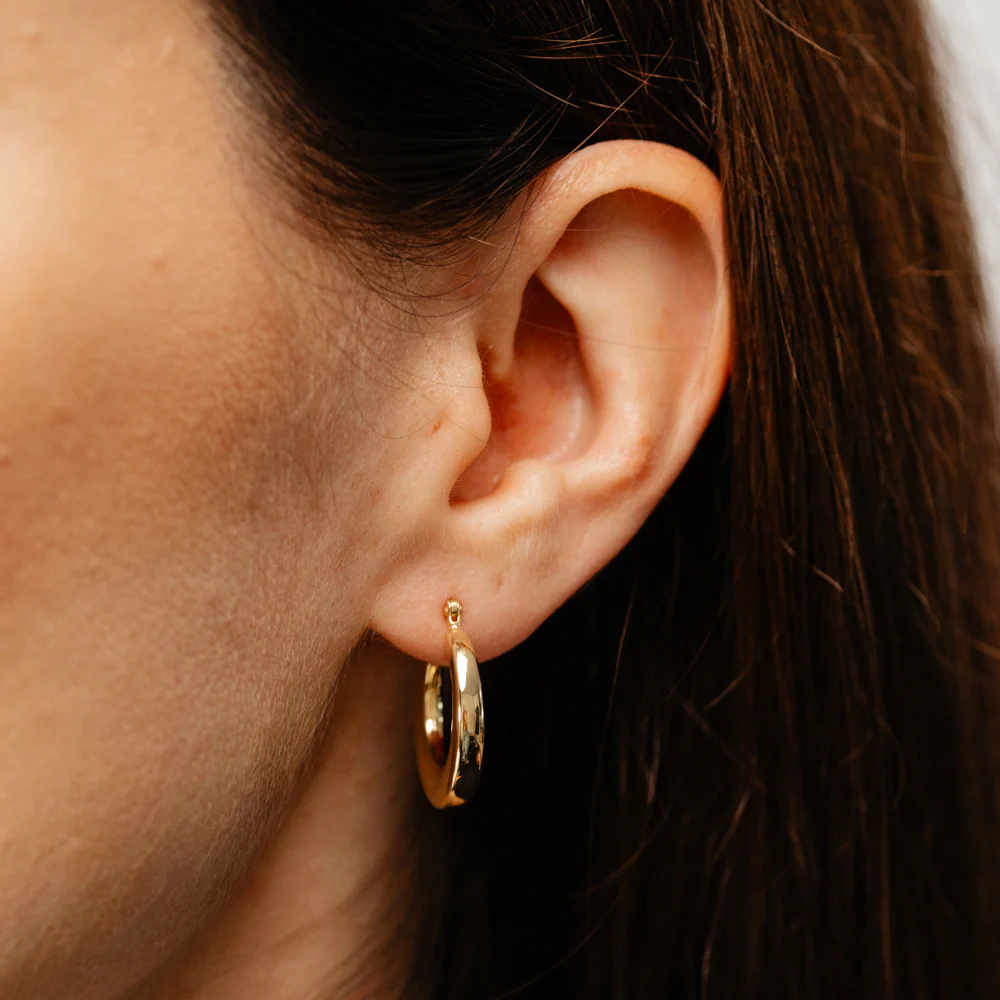 14ct Yellow Gold Silver Filled Polished Creole Hoop Earrings - Image 3