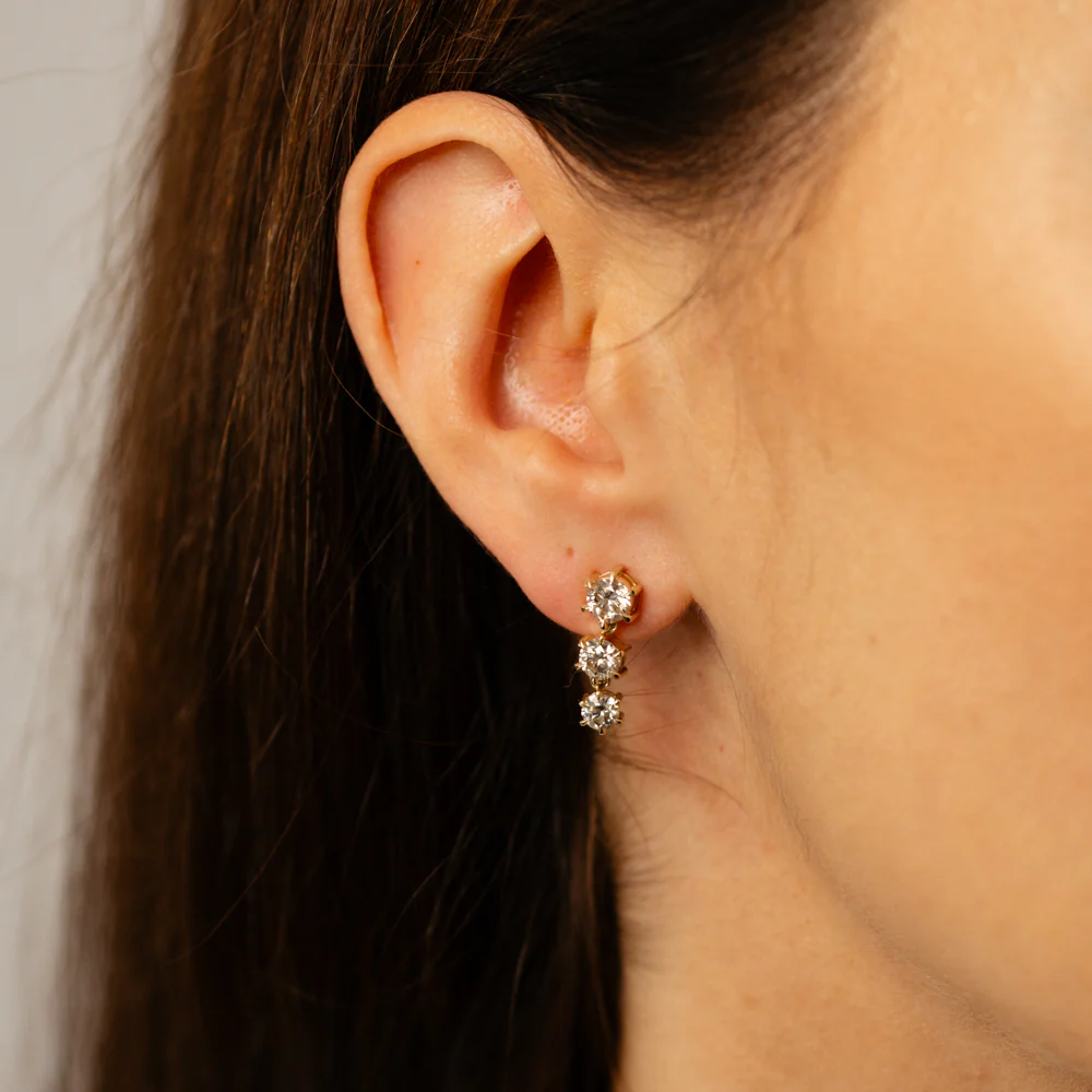 2 Carat Diamond Drop Earrings in 9ct Yellow Gold - Image 2