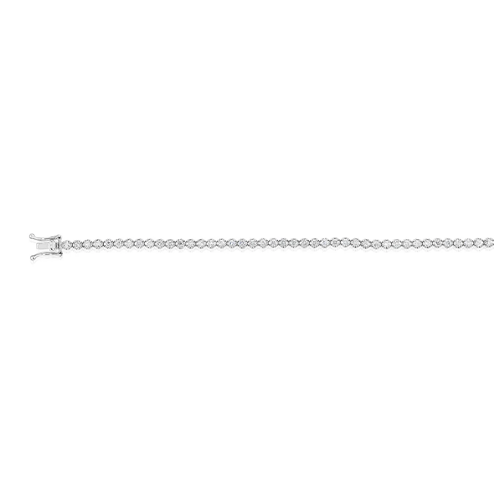 2 Carat Diamond Tennis Bracelet with 59 Brilliant Diamonds in 9ct White Gold - Image 3