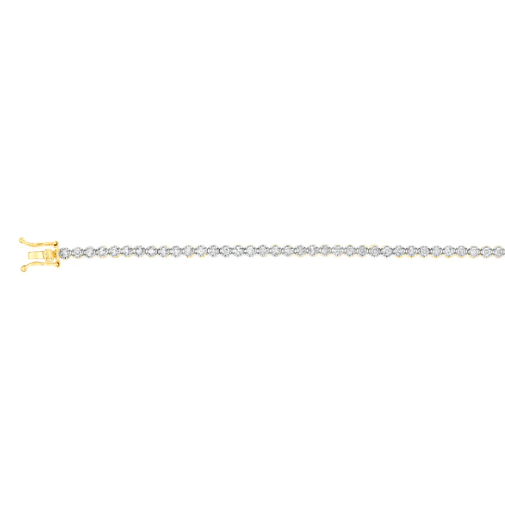 2 Carat Diamond Tennis Bracelet with 59 Brilliant Diamonds in 9ct Yellow Gold - Image 3