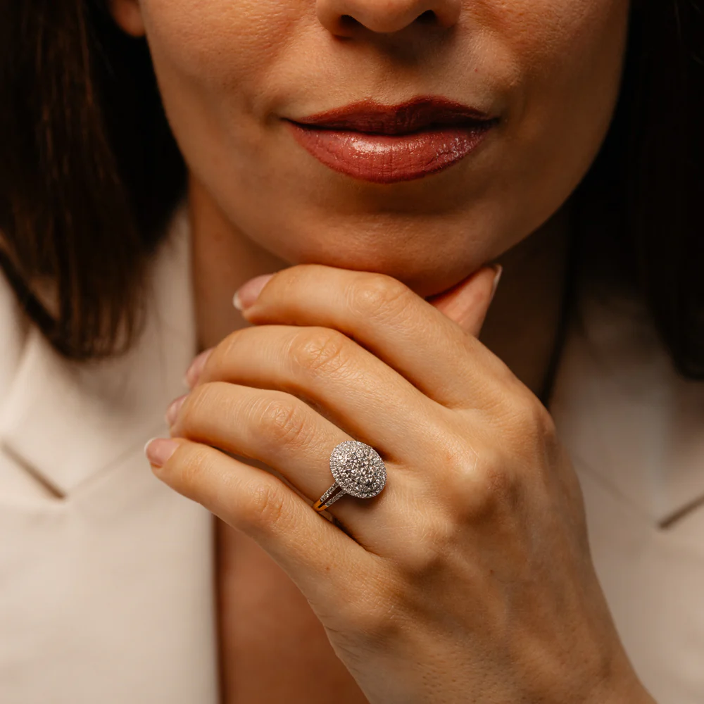 3/4 Carat Diamond Oval Shaped Ring in 9ct Yellow Gold