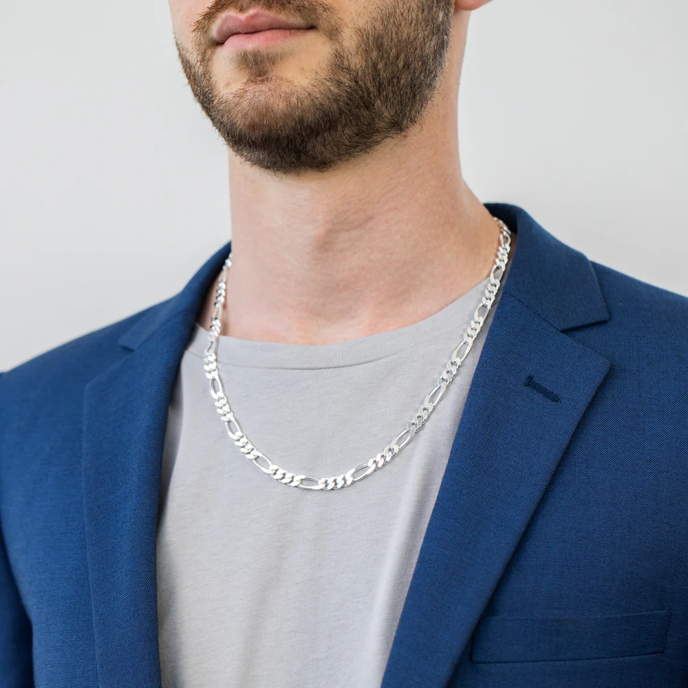 55cm Sterling Silver Figaro 1:3 Chain - Image 2