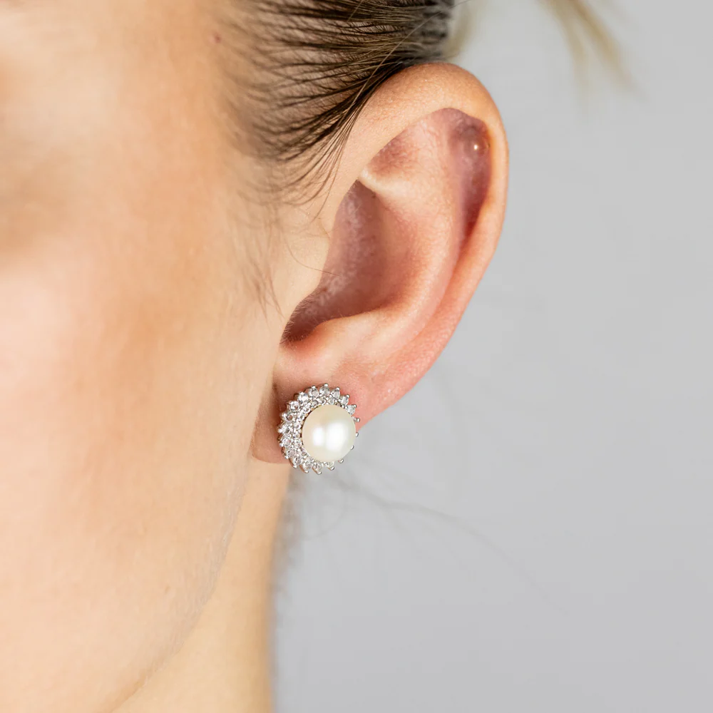 7-10mm Fresh Water Pearl Pendant & Earring Set in Sterling Silver - Image 4