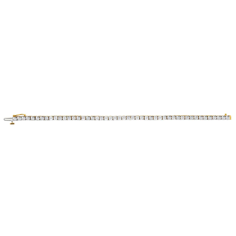 9ct Charming 1/4 Carat Yellow Gold Diamond Tennis Bracelet 18cm - Image 4