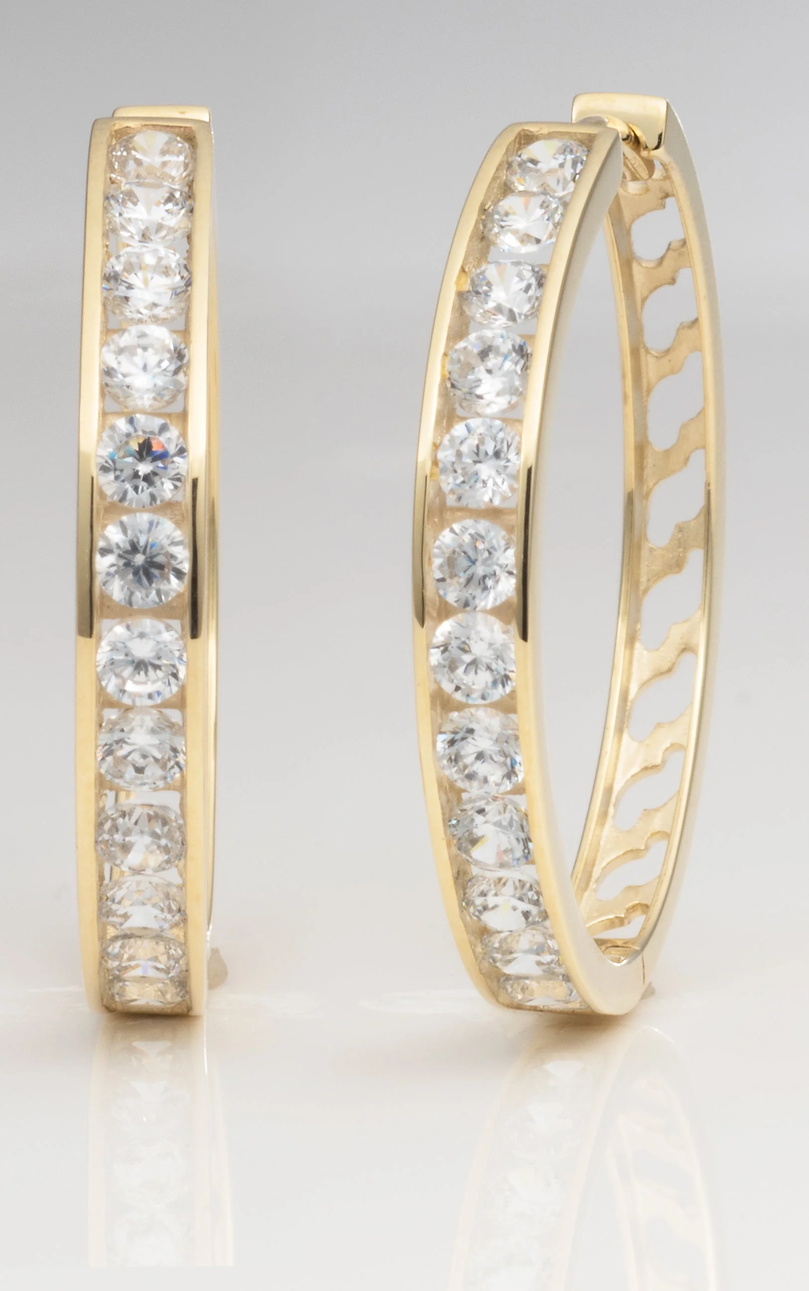 9ct Cubic Zirconia Hoop Earrings - Image 2