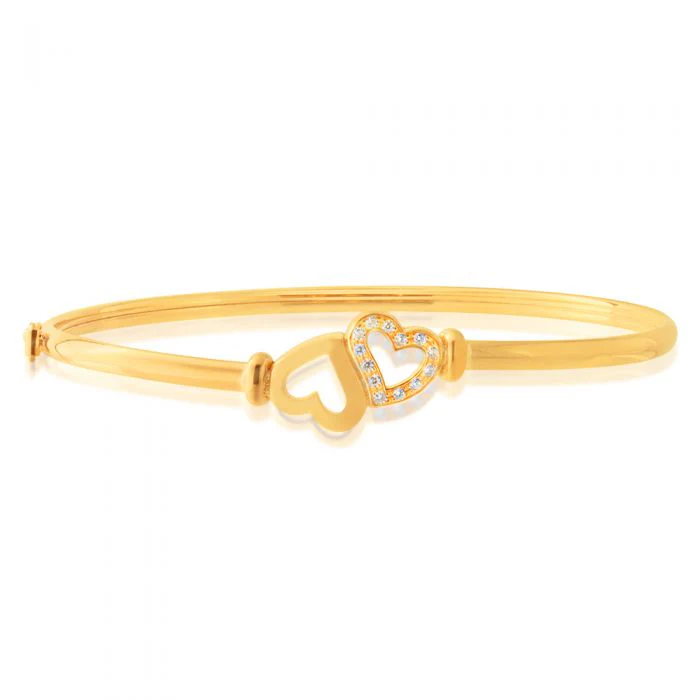9ct Gold Silver Filled Heart Bangle