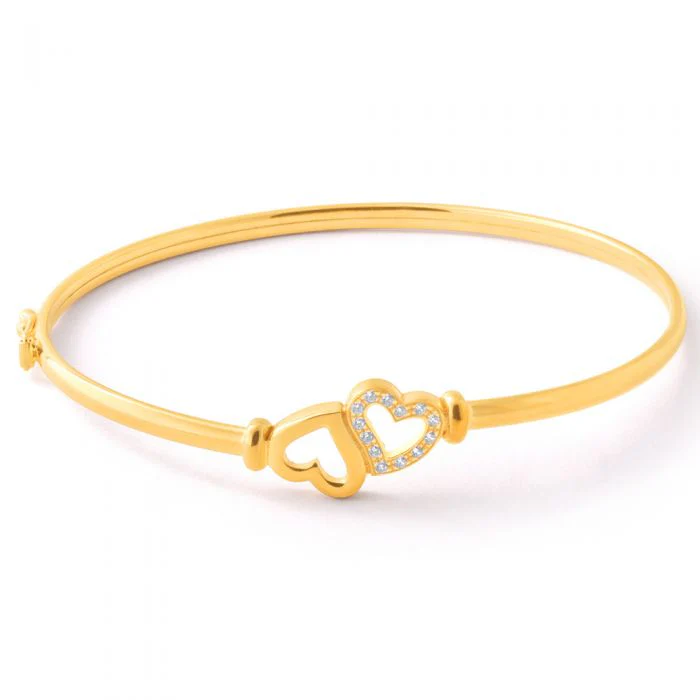 9ct Gold Silver Filled Heart Bangle - Image 2