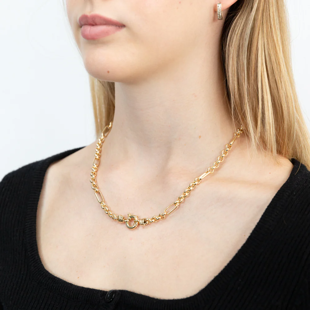 9ct Gold Silverfilled Fancy 9+1 Belcher 5.5mm Wide 45cm Chain - Image 2