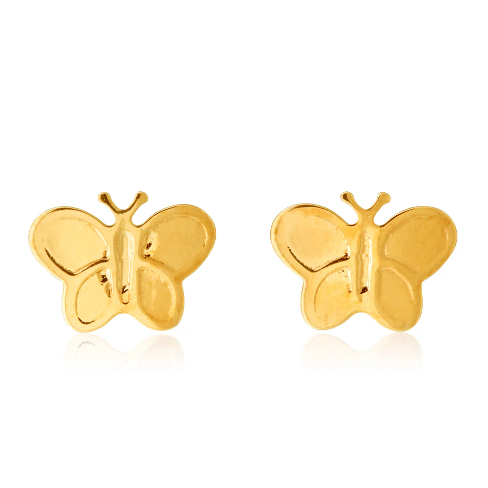 9ct Rose Gold Butterfly Stud Earrings