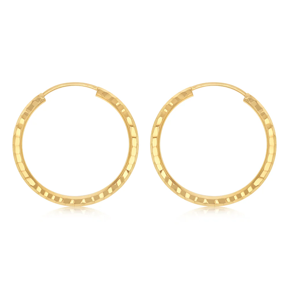 9ct Silverfilled Dicut Hoop Earrings