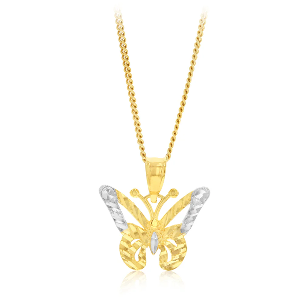 9ct Two Tone Butterfly Pendant
