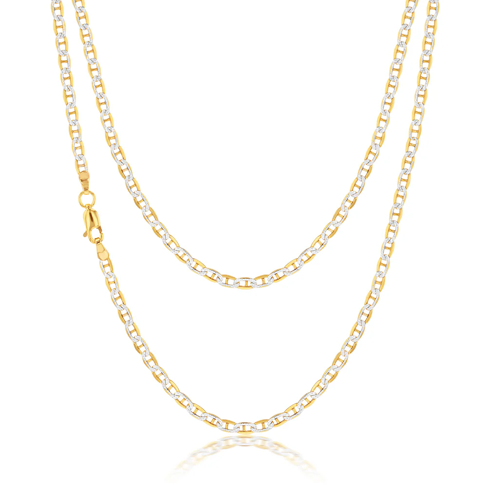 9ct Two Tone Gold Silver Filled Anchor 50cm Chain