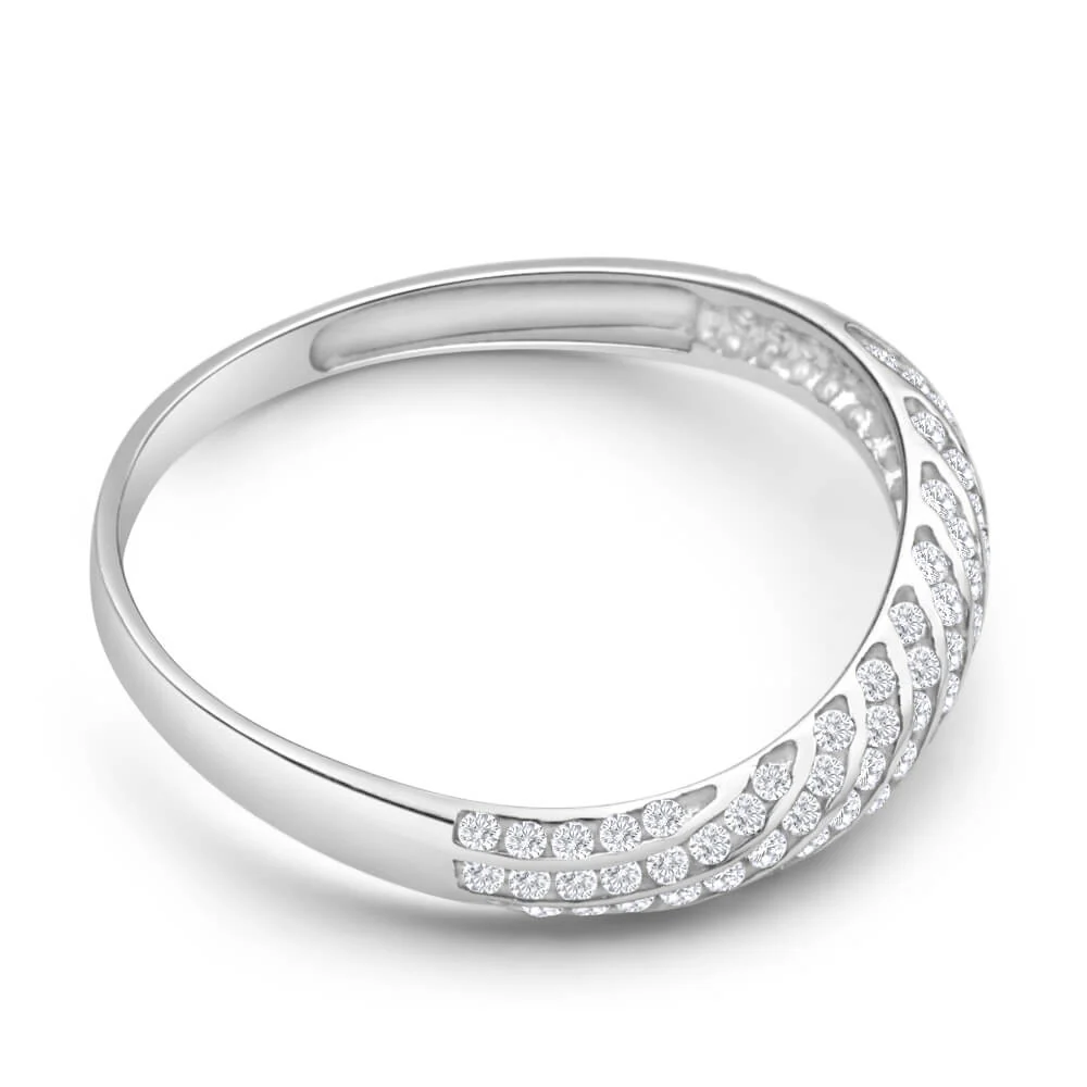 9ct White Gold Cubic Zirconia Interlocking Wave Ring - Image 2