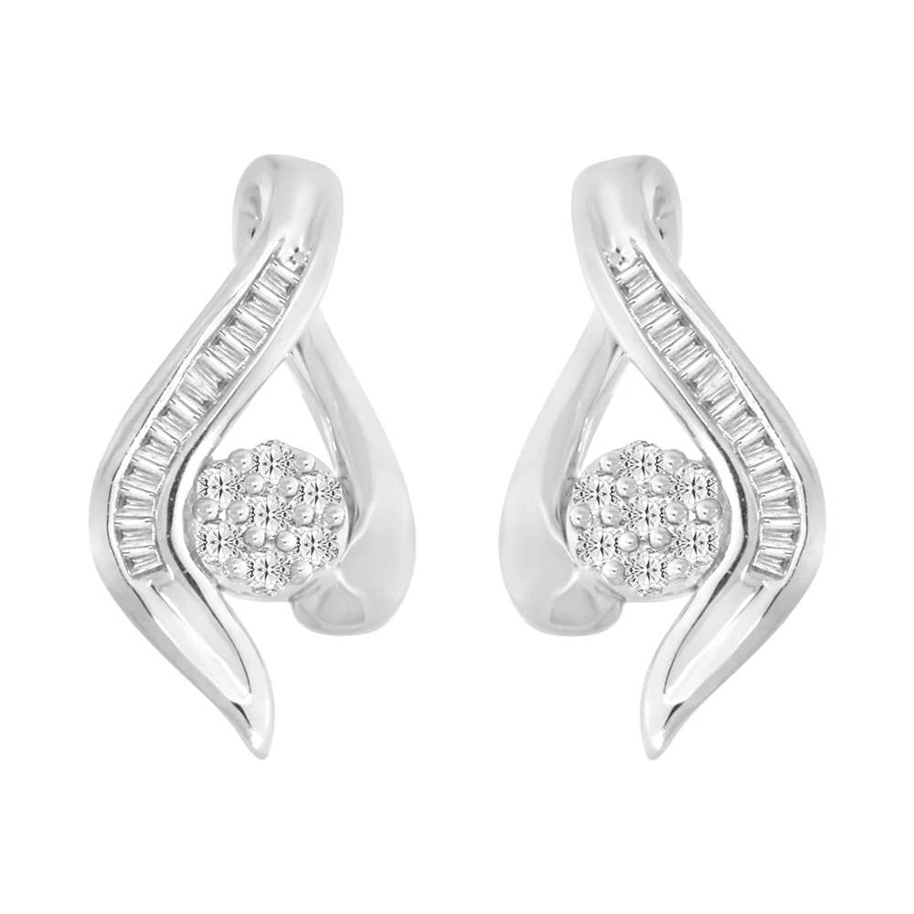 9ct White Gold Refined Diamond Stud Earrings