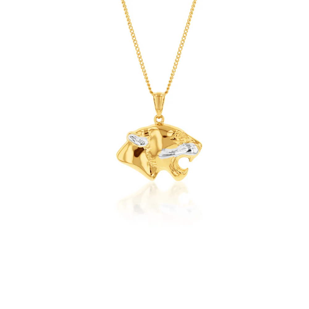 9ct Yellow And White Gold Double Sided Tiger Pendant
