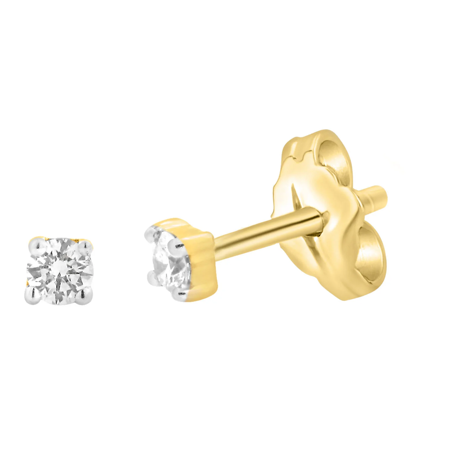 9ct Yellow Gold  0.05 Carat Diamond Stud Earrings - Image 2