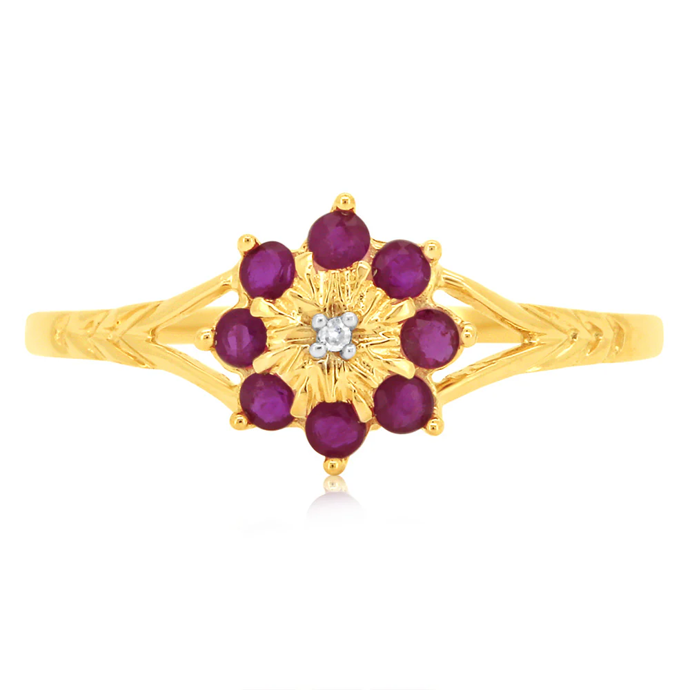 9ct Yellow Gold 0.45 Carat Natural Emerald & Diamonds Ring