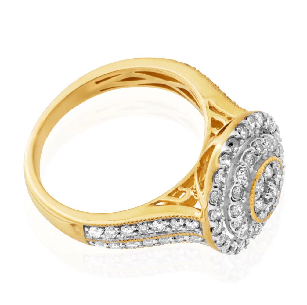 9ct Yellow Gold 1 Carat Diamond Dress Ring