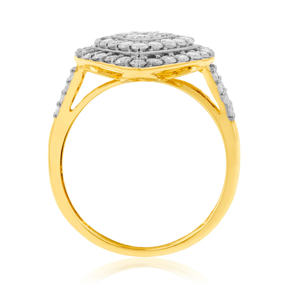 9ct Yellow Gold 1 Carat Diamond Pear Shape Cluster Ring