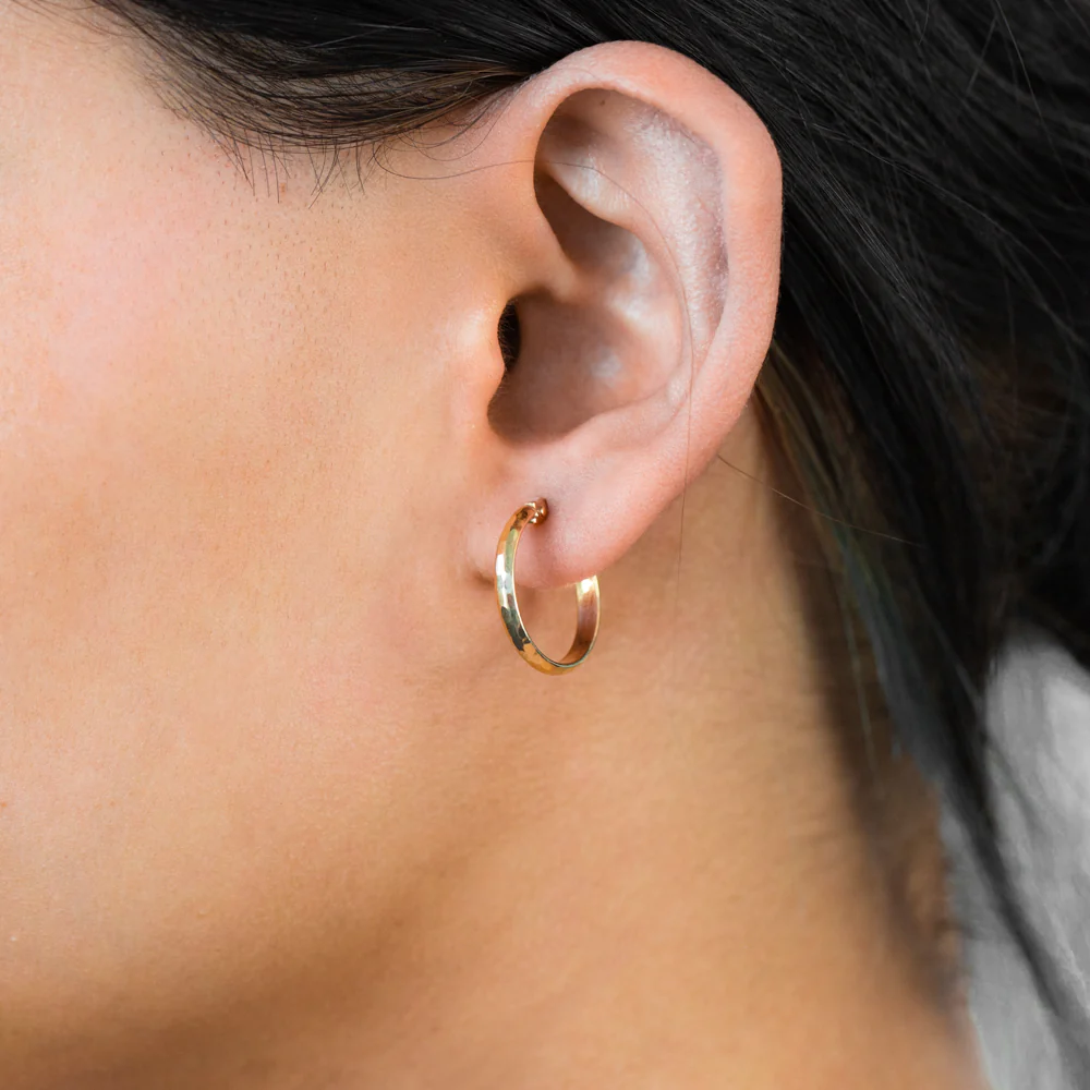 9ct Yellow Gold 15mm Diamond Cut Hoop Earrings - Image 2