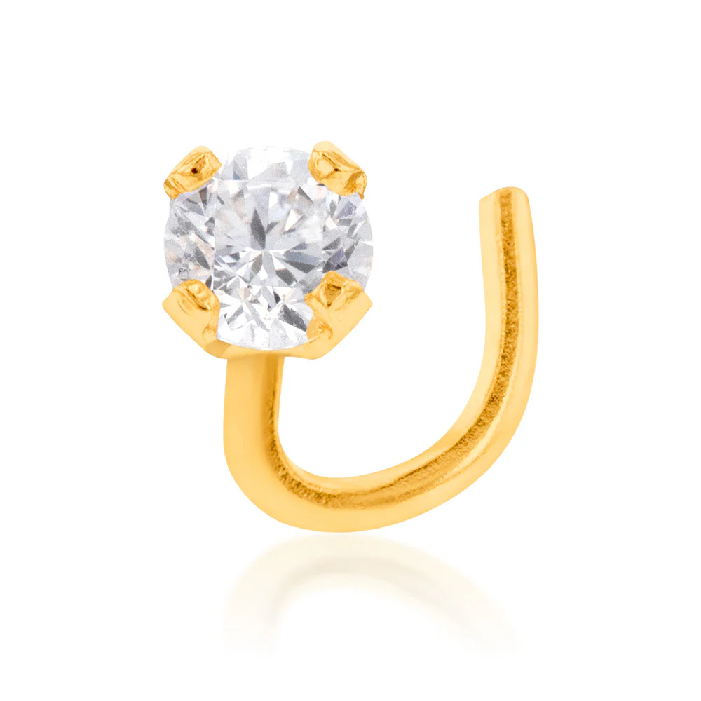 9ct Yellow Gold 2.5mm Cubic Zirconia Nose Stud
