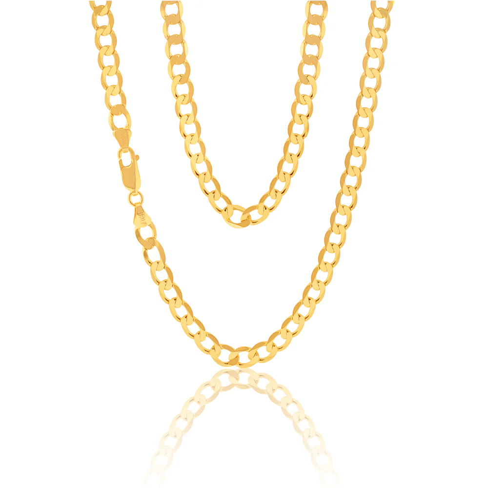 9ct Yellow Gold 55cm Curb Chain