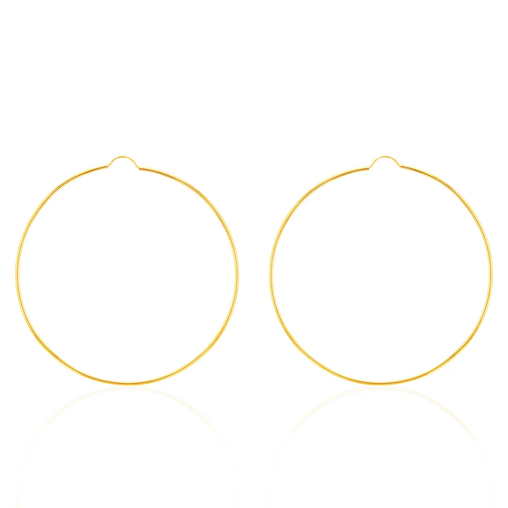 9ct Yellow Gold 60mm Plain Hoop Earrings